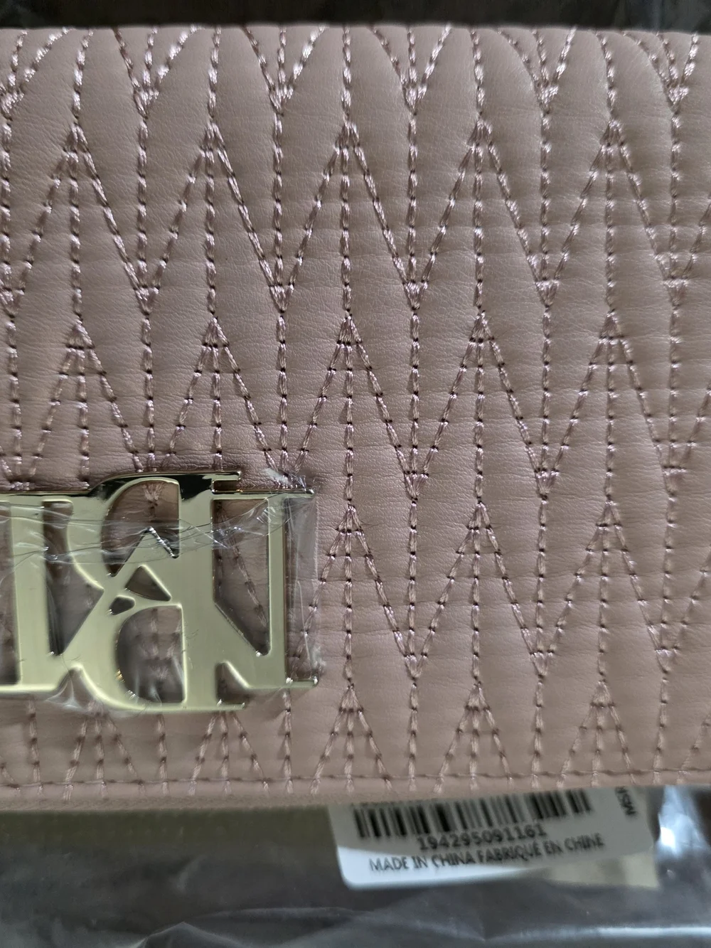 Badgley Mischka Quilted Blush Wristlet Wallet with Gold Hardware